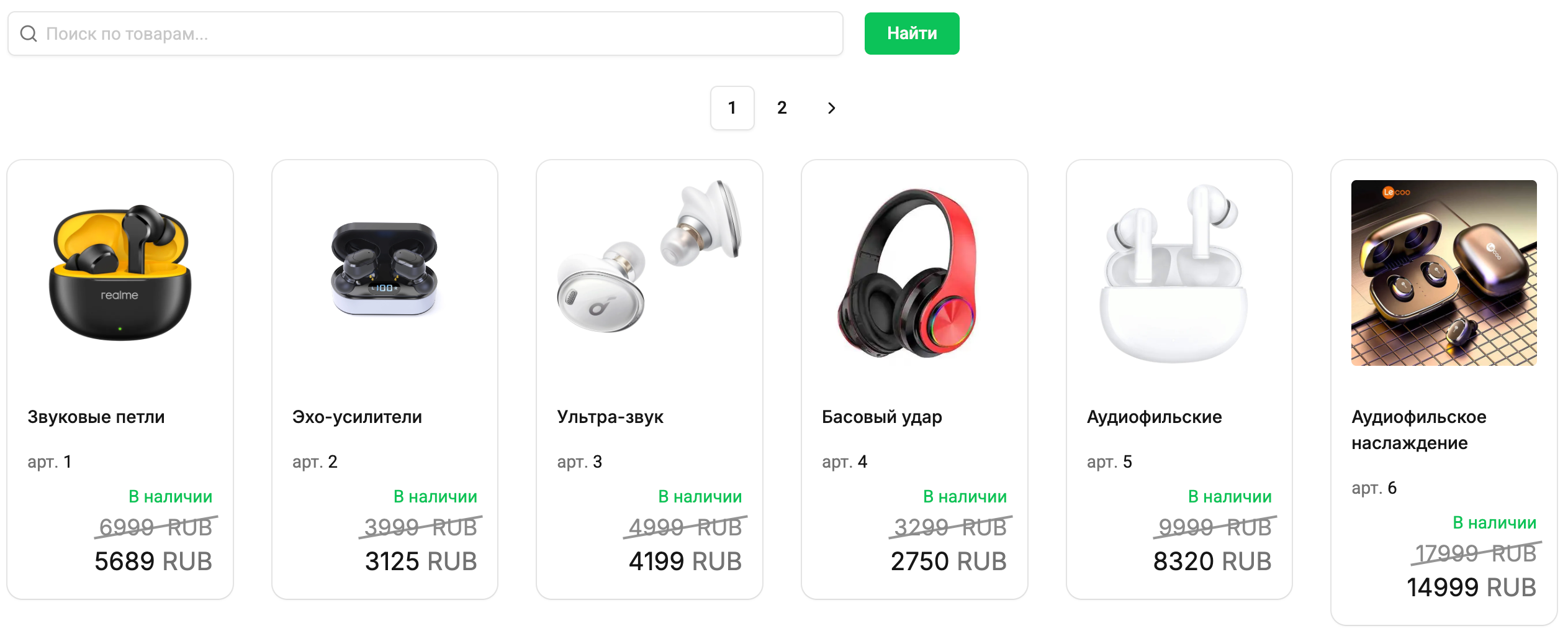 Витрины товаров